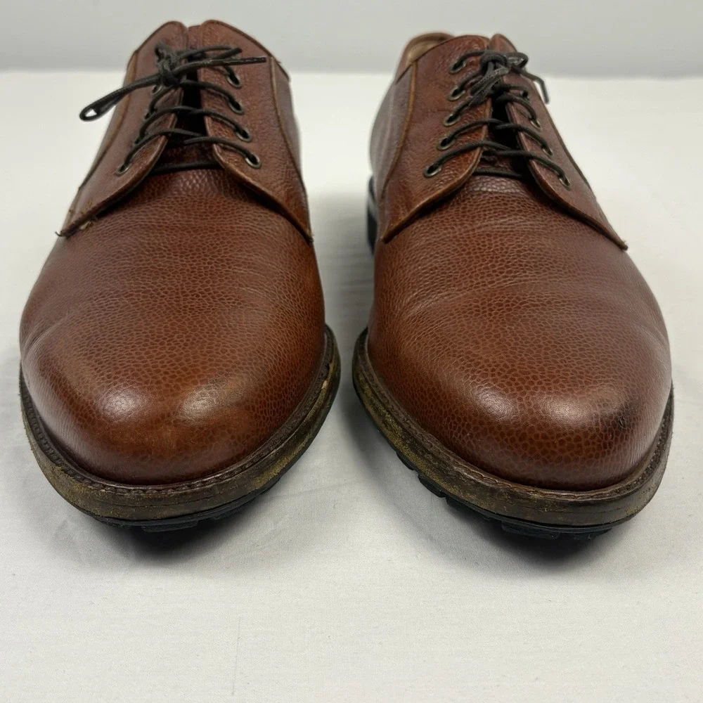 VTG Salvatore Ferragamo Studio Brown Pebble Grain Derby Shoes 10.5 2E Italy EUC